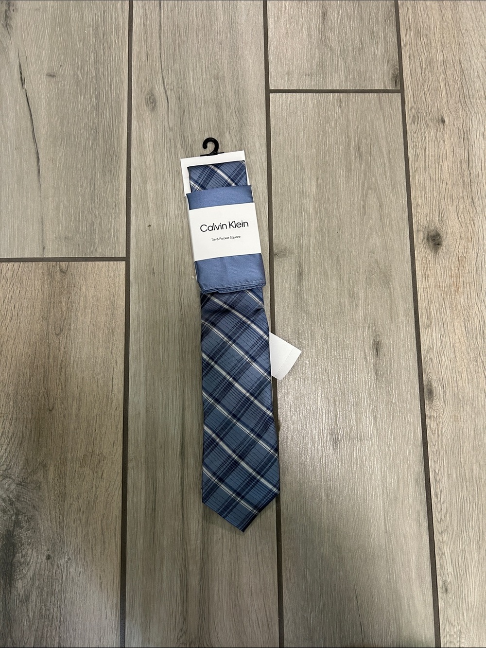 Calvin Klein Blue Plaid Silk Tie